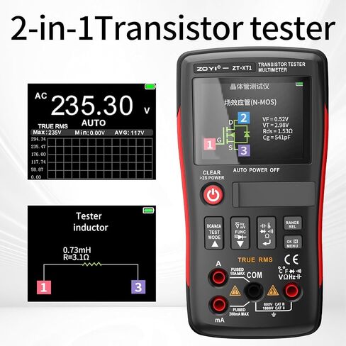 ZT-XT1 جهاز اختبار ترانزستور رقمي متعدد 2 في 1 مع شاشة TFT مقاس 2.4 بوصة، عدد 25000، جهاز اختبار المكونات SCR MOS، جهاز اختبار الثايرستور لمقاومة الجهد الثنائي لاستمرارية الصمام الثنائي in Kuwait