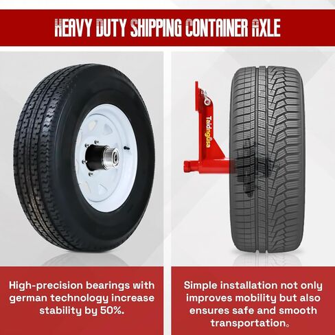 2 Pack Heavy-Duty Shipping Container Wheels Kit – 6-Lug Axle System for 20ft & 40ft Empty Containers | Includes Ratchet Straps & Shackles | Industrial-Grade Steel for Secure Transport in Saudi Arabia