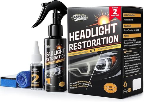 Car Headlight Restoration Kit, No Power Tools Required, Restoring to Like-New Condition, Covers 3 Vehicle Headlight Treatments, Headlight Cleaner and Restorer Kit, Headlight Restoration Spray in Saudi Arabia