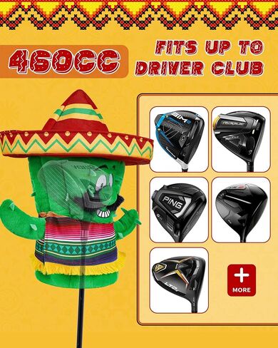 Big Teeth Driver Headcover Funny Golf Head Covers Funny Mexican Cactus Golf Club Covers Personalized Driver Head Cover Fits 460cc, Unique Golf Head Cover Novelty Golf Gifts for Men in Kuwait