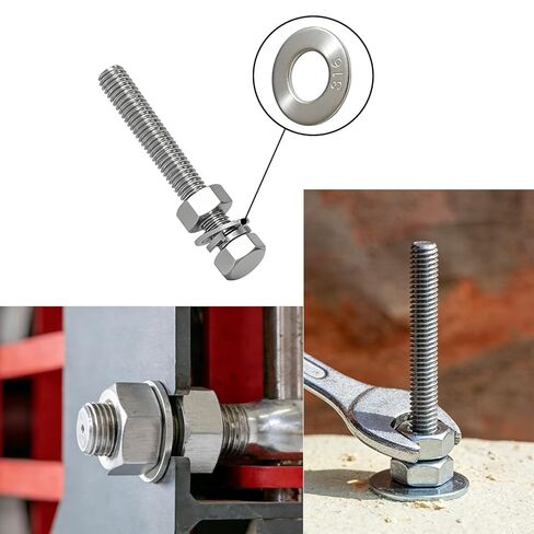 1-1/8" 316 Stainless Steel Flat Washers – Marine-Grade, High-Corrosion Resistance – for Heavy-Duty Outdoor, Marine & Industrial Screw Bolt Use 10 Pack in Kuwait