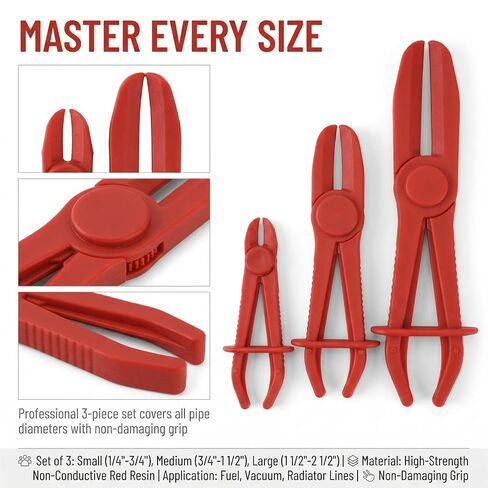 6 PCS Hose Pinch Off Pliers Line Clamp Pliers Set, Non-Marring Fuel Line Clamp Pliers for Automotive Flexible Hoses, Gas Lines, Brake, Fuel Lines, Coolant & Radiator in Kuwait