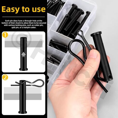 Hilitchi 100Pcs 10Sizes M5 M6 M8 M10 M12 Black Clevis Pins Assortment Kit with Cotter Pin Hair Pin Zinc Plated Steel Flat Head Clevis Pins Single Hole Clevis Pin for Mechanics Repair in Kuwait