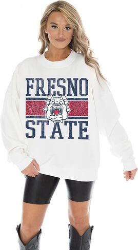سترة Gameday Couture Fresno State Bulldogs Fair Catch بأكمام طويلة للجنسين من الصوف برقبة دائرية، 60% قطن/40% بوليستر in Kuwait