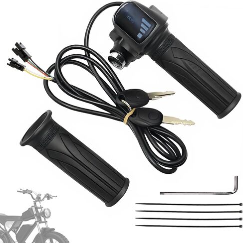 Ebike Full Twist Throttle يناسب Ridstar Q20، 48V Plug and Play Throttle 3 Pin سهل التركيب، شاشة LCD مع قفل مفتاح، مقابض خانق لدراجة نارية Ebike Scooter in Kuwait
