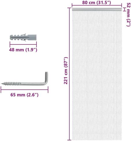 ستارة باب بسلسلة من الألومنيوم مقاس 31.5 × 87.0 بوصة قابلة للتعديل بطول العرض للحمام المنزلي والمطبخ in Kuwait