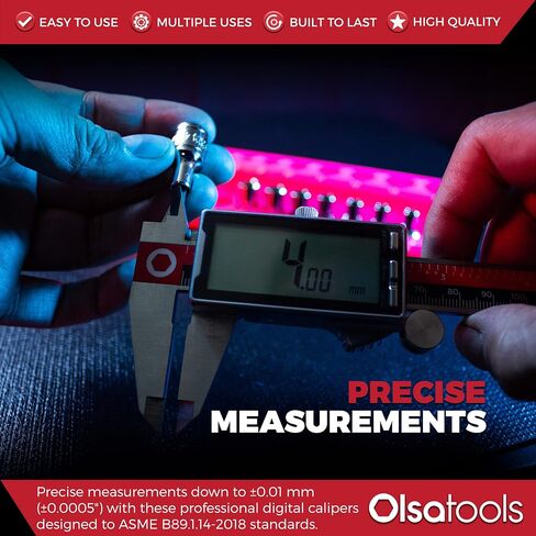 أداة قياس الفرجار الرقمية من Olsa Tools - البوصات والبوصات الكسرية والمليمترات - 0-6 بوصات - أداة قياس الفرجار الرقمية من الفولاذ المقاوم للصدأ - شاشة كبيرة سهلة القراءة - الجزء: 1867 in Kuwait
