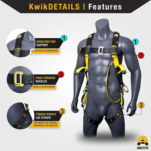 KwikSafety - شارلوت، كارولاينا الشمالية - حزام الأمان SUPERCELL [3 حلقات على شكل حرف D] مجموعة أدوات الحماية من السقوط لكامل الجسم ANSI OSHA in Kuwait