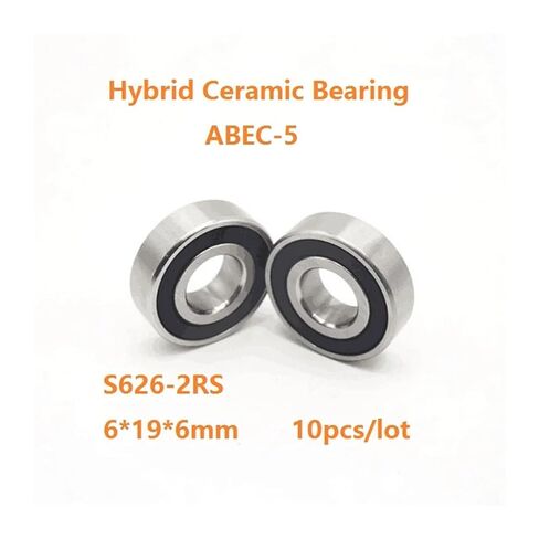 10 قطعة/الوحدة ABEC-5 S626-2RS S626RS 6*19 6 مللي متر غطاء مطاطي مزدوج تحمل الفولاذ المقاوم للصدأ الهجين Si3N4 السيراميك الكرات in Kuwait