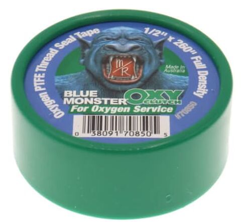 عبوتين - 70850 وحش أزرق للأكسجين 1/2 بوصة × 260 بوصة شريط ختم خيط PTFE أخضر الوحش الأزرق لخدمة الأكسجين قابض أوكسي بكثافة كاملة in Kuwait