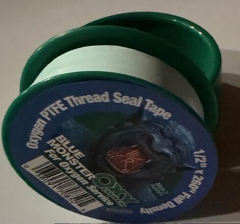 عبوتين - 70850 وحش أزرق للأكسجين 1/2 بوصة × 260 بوصة شريط ختم خيط PTFE أخضر الوحش الأزرق لخدمة الأكسجين قابض أوكسي بكثافة كاملة in Kuwait