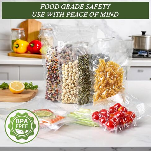 أكياس تفريغ الهواء للأغذية - 200 كوارت 8 × 12 بوصة | درجة تجارية، خالية من مادة BPA، متوافقة مع Sous Vide، منع الثقب، أساسيات المطبخ in Kuwait