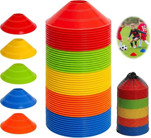 25 Pack Soccer Cones for Sports Training with Mesh Carry Bag, Multi-Color Agility Disc Cones for Football Basketball Drills, 7.5 Inch Flexible Plastic Field Markers for Kids & Adults in Saudi Arabia