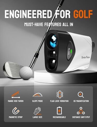 Golf Rangefinder with Slope & Magnetic, 1100 Yards Range Finder for Golf, Flag Locking Vibration, 6-6.5X Magnification,Type-C Rechargeable, Yards/Meters in Kuwait