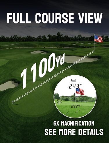 Golf Rangefinder with Slope & Magnetic, 1100 Yards Range Finder for Golf, Flag Locking Vibration, 6-6.5X Magnification,Type-C Rechargeable, Yards/Meters in Kuwait