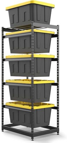 27 Gallon Tote Storage Rack, Heavy-Duty Storage Bin Rack Organizer, 5-Tier Standing Storage Bin Shelves, 250 lb Capacity, Maximize Space for Garage, Warehouse, Utility, 1 Pack Pro(Totes Not Included) in Kuwait