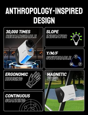 Golf Rangefinder with Slope & Magnetic, 1100 Yards Range Finder for Golf, Flag Locking Vibration, 6-6.5X Magnification,Type-C Rechargeable, Yards/Meters in Kuwait