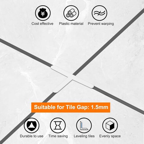 uxcell 500Pcs Wall Floor Tile Plastic T Shape Spacers Tiling Tools 2.5mm 3/32" Tile Spacers for Ceramic Tile Installation, White in Kuwait