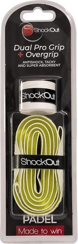 ShockOut Dual Pro Grip + Overgrip (White/Yellow) - Combined System of Impact Absorption and Grip Improvement for Racket Sports in Kuwait