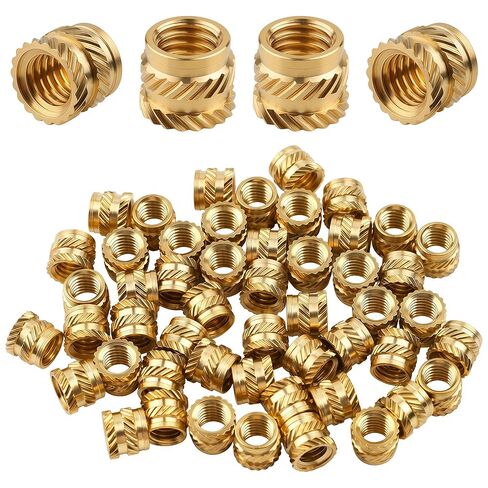 Brass Threaded Inserts M5, 50PCS Heat Set Knurled Twill Nuts for 3D Printing | Female Threaded Inserts for Plastic, PCB, Electronics, RC, Automotive | M5 x 7mm OD x 6mm Length in Kuwait