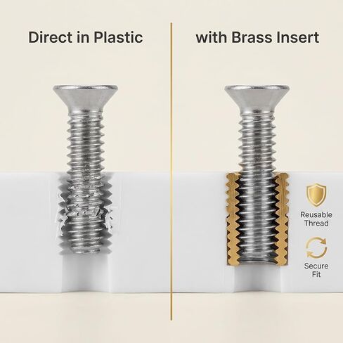 Brass Threaded Inserts M5, 50PCS Heat Set Knurled Twill Nuts for 3D Printing | Female Threaded Inserts for Plastic, PCB, Electronics, RC, Automotive | M5 x 7mm OD x 6mm Length in Kuwait