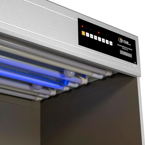 صندوق عرض الألوان PCE-CIC 10-LED من PCE Instruments، لمطابقة الألوان ومراقبة الجودة، يحاكي D65/D50/TL84/A/UV، مع بنك إضاءة 10 LED، وتبديل سريع للمصدر، وعداد الوقت المنقضي والجزء الداخلي غير اللامع in Kuwait