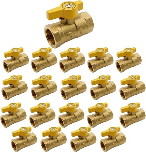 صمام كروي لإغلاق الغاز 3/4" FIP x 3/4" FIP تركيبات نحاسية شديدة التحمل لموصلات أنظمة الغاز ربع دورة للأجهزة الداخلية والخارجية (عبوة من 5) in Kuwait