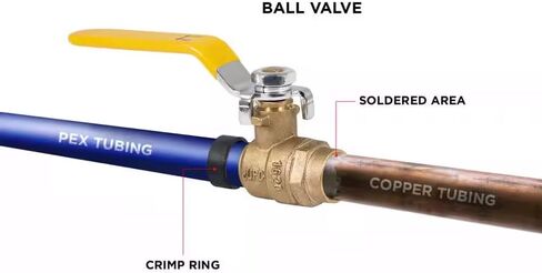 XFITTING Barb Crimp Pex 1/2 Inch x 1/2 Female Sweat Ball Valve, 24-2-7=10X, 10 Pieces in Kuwait