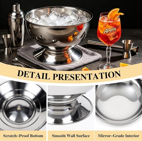 12L Large Ice Bucket for Parties,Silver Stainless Steel Beverage Tub with Scoop – Champagne Bucket for Mimosa Bar Supplies, Wine Cooler Bucket, Drink Bucket for Celebrations in Kuwait