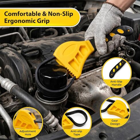 2-Pack Adjustable Rubber Strap Wrench Set, Heavy-Duty Oil Filter Wrench 6 inch & 8 inch Diameter, Non-Slip Belt Wrench for Jar Opener, Water Filter, Plumbing, Sink, Faucet Repair Tool in Kuwait