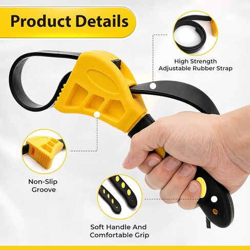 2-Pack Adjustable Rubber Strap Wrench Set, Heavy-Duty Oil Filter Wrench 6 inch & 8 inch Diameter, Non-Slip Belt Wrench for Jar Opener, Water Filter, Plumbing, Sink, Faucet Repair Tool in Kuwait