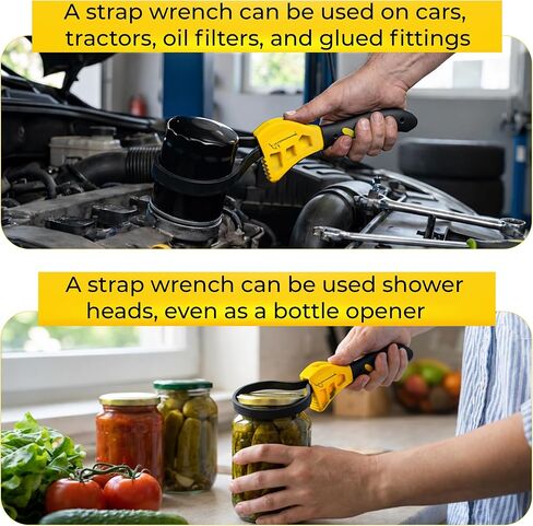 2-Pack Adjustable Rubber Strap Wrench Set, Heavy-Duty Oil Filter Wrench 6 inch & 8 inch Diameter, Non-Slip Belt Wrench for Jar Opener, Water Filter, Plumbing, Sink, Faucet Repair Tool in Kuwait