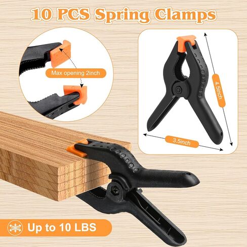 10 PCS Spring Clamps, LongYeah 4.5 Inch Plastic Spring Clips Heavy duty Backdrop Clips for Balloon Arch Photography Woodworking Crafts Tarp Clips Black in Kuwait