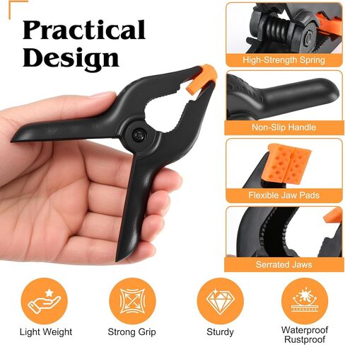 10 PCS Spring Clamps, LongYeah 4.5 Inch Plastic Spring Clips Heavy duty Backdrop Clips for Balloon Arch Photography Woodworking Crafts Tarp Clips Black in Kuwait