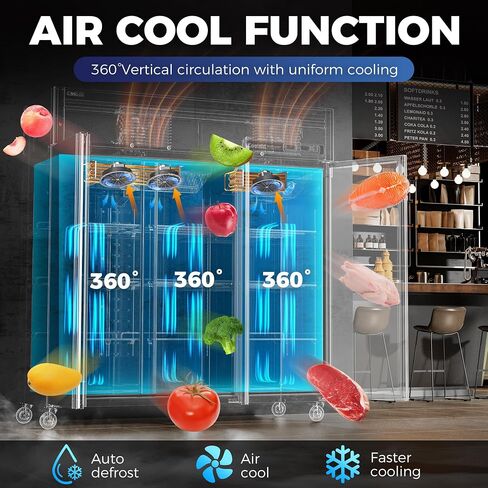 ثلاجة Coolski التجارية ذات درجة الحرارة المزدوجة 3 أبواب منتصبة 72 بوصة ث، 54 قدم مكعب تصل إلى مروحة تبريد تجارية وثلاجة تجميد للمطعم والمطبخ والمرآب وشاحنة الطعام والمدرسة والكنيسة in Kuwait