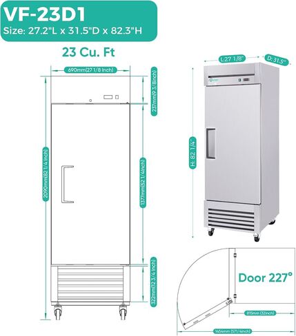 COOLCHEF 23 Cu Ft 27" Commercial Reach-In Freezer, Stainless Steel Single Door Upright, -8 to 0°F, R290, ETL DOE in Kuwait
