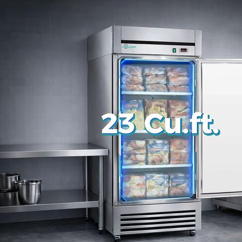 COOLCHEF 23 Cu Ft 27" Commercial Reach-In Freezer, Stainless Steel Single Door Upright, -8 to 0°F, R290, ETL DOE in Kuwait