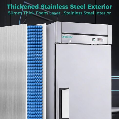 COOLCHEF 23 Cu Ft 27" Commercial Reach-In Freezer, Stainless Steel Single Door Upright, -8 to 0°F, R290, ETL DOE in Kuwait