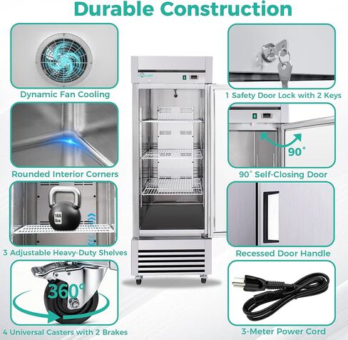 COOLCHEF 23 Cu Ft 27" Commercial Reach-In Freezer, Stainless Steel Single Door Upright, -8 to 0°F, R290, ETL DOE in Kuwait