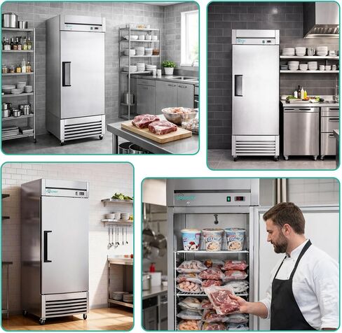COOLCHEF 23 Cu Ft 27" Commercial Reach-In Freezer, Stainless Steel Single Door Upright, -8 to 0°F, R290, ETL DOE in Kuwait