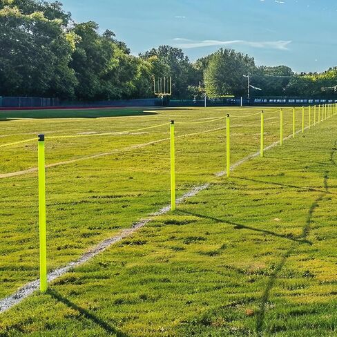 17 Pcs Soccer Field Sideline Crowd Control Barriers System 130 Yards Portable Rope Barrier with Poles, Fluorescent Rope, Anchors & Carry Bag High Visibility for Tournaments Sports Competition in Kuwait