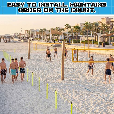 17 Pcs Soccer Field Sideline Crowd Control Barriers System 130 Yards Portable Rope Barrier with Poles, Fluorescent Rope, Anchors & Carry Bag High Visibility for Tournaments Sports Competition in Kuwait