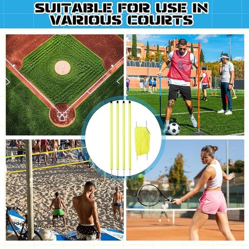 17 Pcs Soccer Field Sideline Crowd Control Barriers System 130 Yards Portable Rope Barrier with Poles, Fluorescent Rope, Anchors & Carry Bag High Visibility for Tournaments Sports Competition in Kuwait