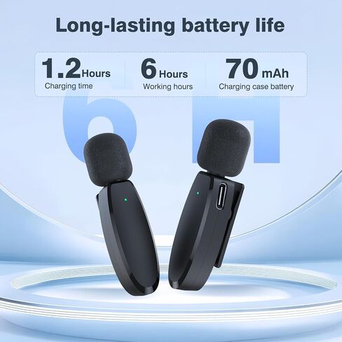 ميكروفون لاسلكي لهاتف iPhone 16 15 14 13 Android، ميكروفون صغير مزدوج مع خاصية إلغاء الضوضاء AI، ومستقبل USB-C وLightning، وميكروفون بمشبك التوصيل لـ YouTube Vlog TikTok، هدية تقنية مثالية للمبدعين in Kuwait
