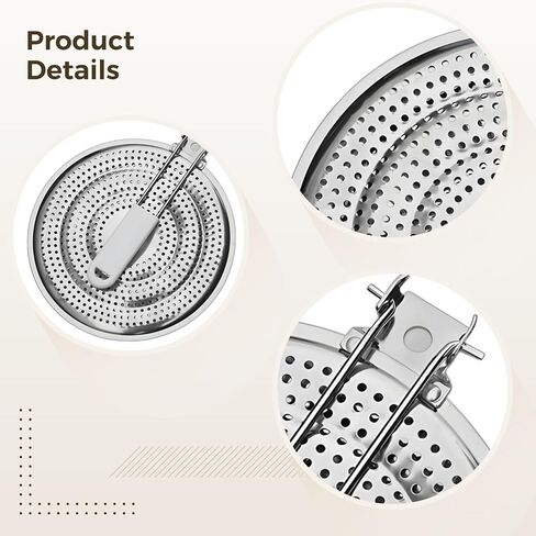 Heat Diffuser Stainless Steel Plates, Two Pieces, for Electric Stove and Gas, Foldable, with Removable Handle, Stop Food from Burning, Good for Small Pots in Kuwait