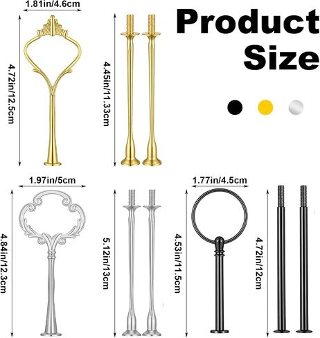 9 Sets 3 Tier Tray Hardware Kit Cake Stand Hardware for DIY Serving Stand, Tiered Plate with Round Crown Sunflower Style in Gold Silver Black, Heavy Metal Fittings for Dessert Cupcake Fruit Tray in Kuwait