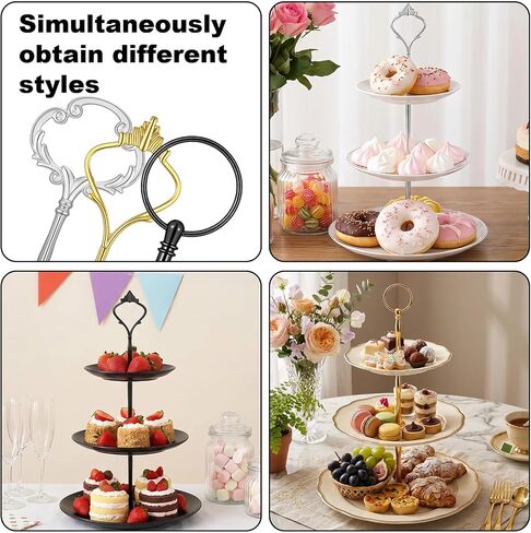 9 Sets 3 Tier Tray Hardware Kit Cake Stand Hardware for DIY Serving Stand, Tiered Plate with Round Crown Sunflower Style in Gold Silver Black, Heavy Metal Fittings for Dessert Cupcake Fruit Tray in Kuwait
