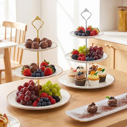 9 Sets 3 Tier Tray Hardware Kit Cake Stand Hardware for DIY Serving Stand, Tiered Plate with Round Crown Sunflower Style in Gold Silver Black, Heavy Metal Fittings for Dessert Cupcake Fruit Tray in Kuwait