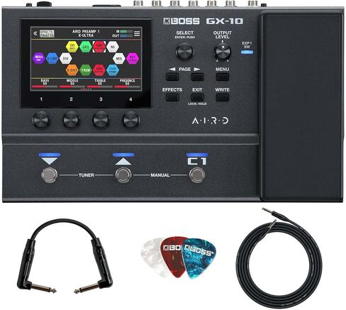 حزمة معالج تأثيرات الجيتار Boss GX-10 مع مصدر طاقة Gearlux وكابل الآلة وكابل التصحيح واللقطات in Kuwait