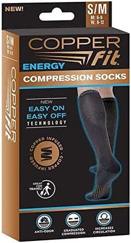 Copper Fit Energy Compression Socks Knee High, Unisex, S/M, 1 Pair in Kuwait